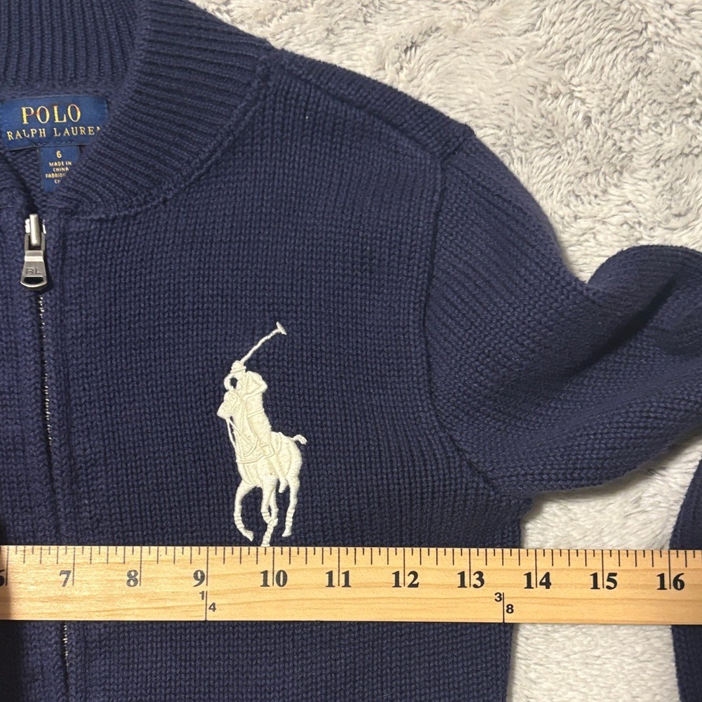Polo by Ralph Lauren Boys Sweater Pony Logo Full Zip Knit Cardigan Preppy Blue 6 - Picture 6 of 8